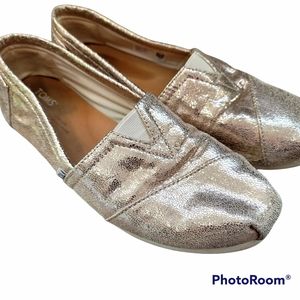 TOMS gold Glitter flats women's 6M
